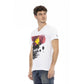 Trussardi Action Men's Elegant White V-Neck Tee with Front Print - XL