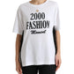 Dolce & Gabbana Women's White Slogan Print Lacing Detailed T-shirt - 36 IT