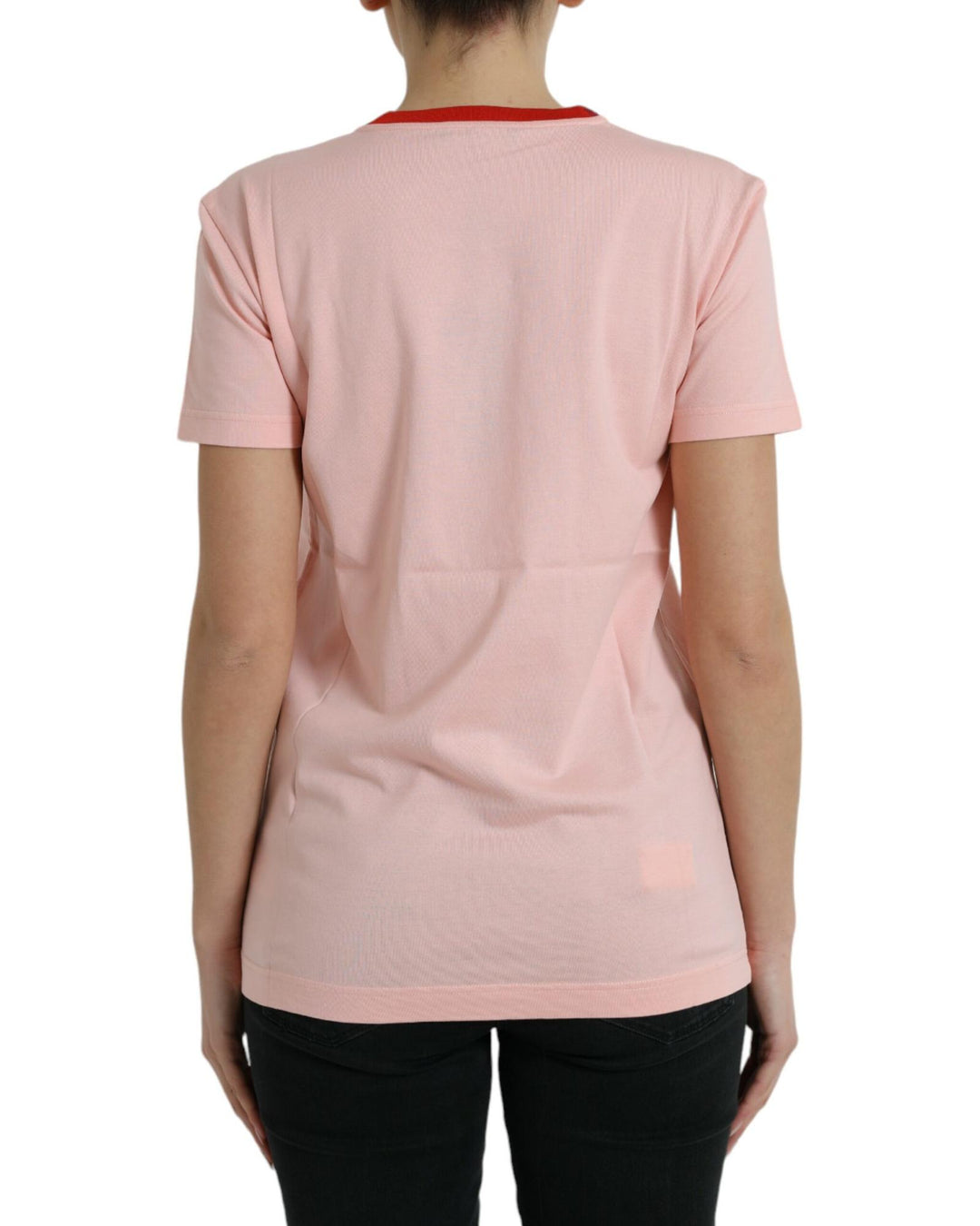 Dolce & Gabbana Women's Pink Sacred Heart Cotton Crew Neck T-shirt - 44 IT