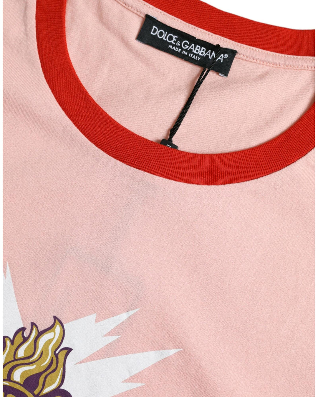 Dolce & Gabbana Women's Pink Sacred Heart Cotton Crew Neck T-shirt - 44 IT