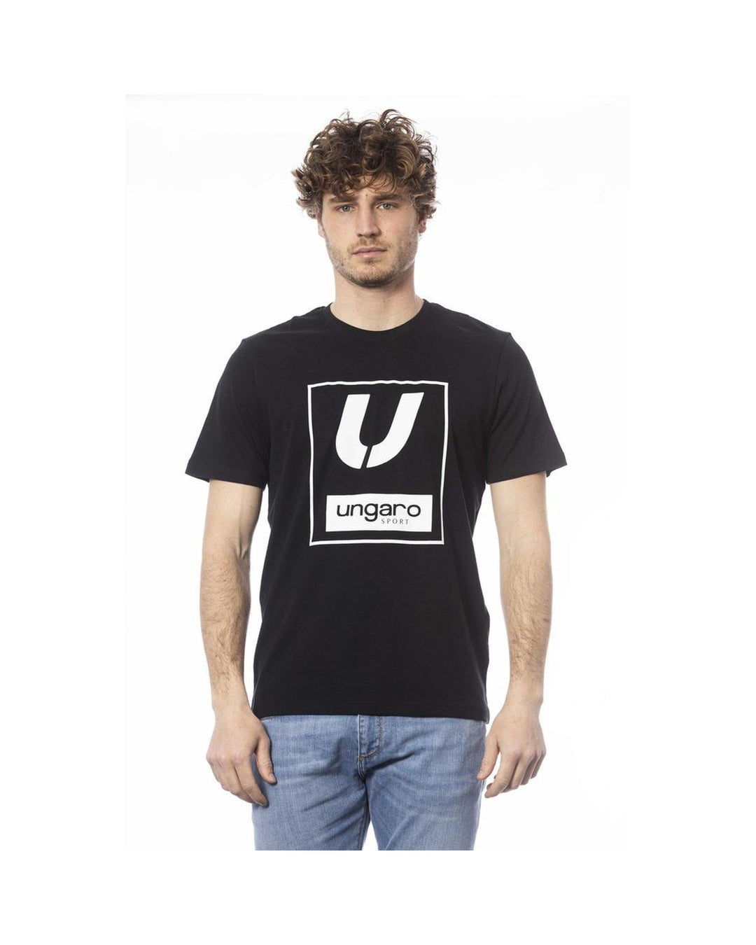 Ungaro Sport Men's Sleek Black Cotton Crew Neck Tee - L