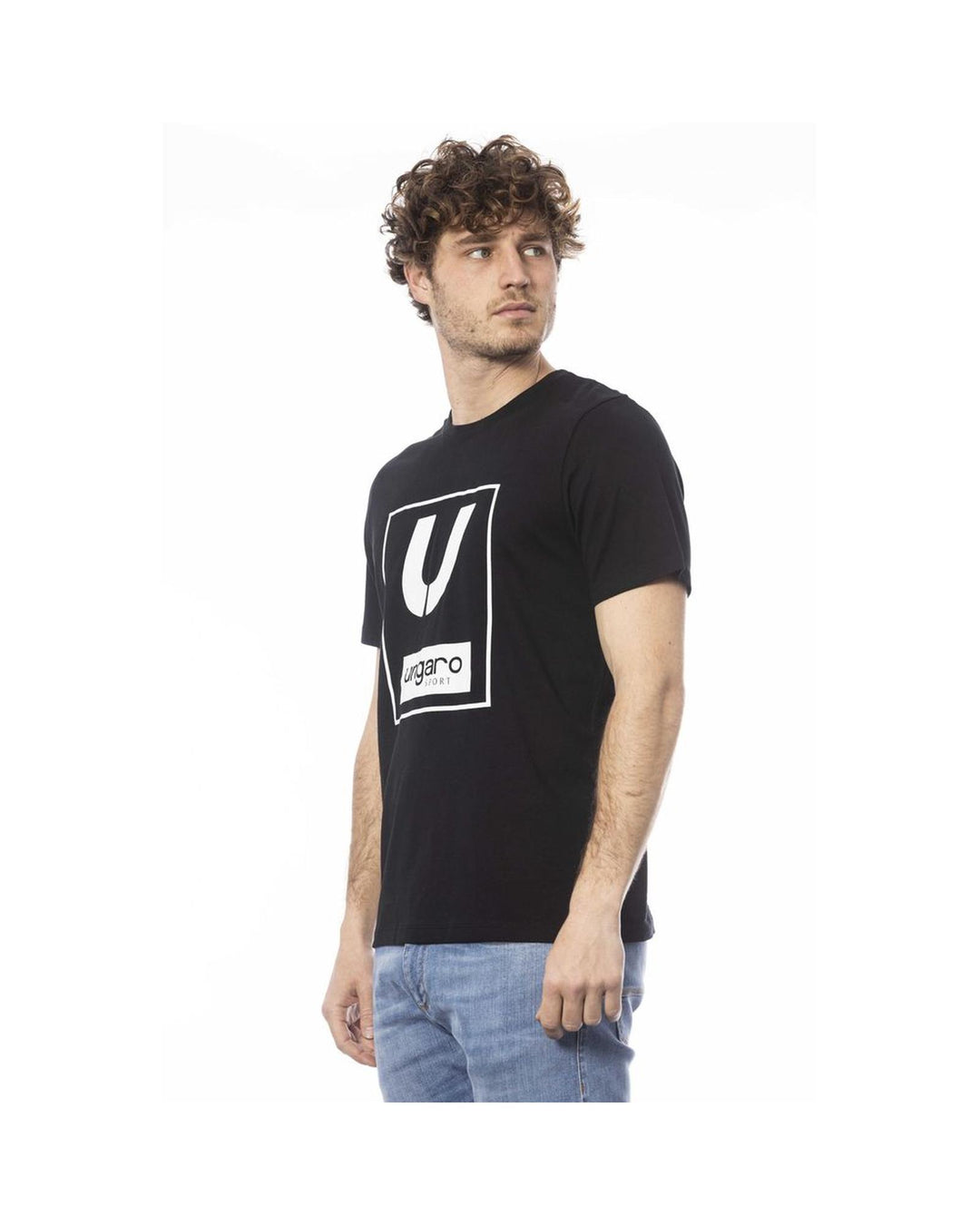 Ungaro Sport Men's Sleek Black Cotton Crew Neck Tee - 2XL