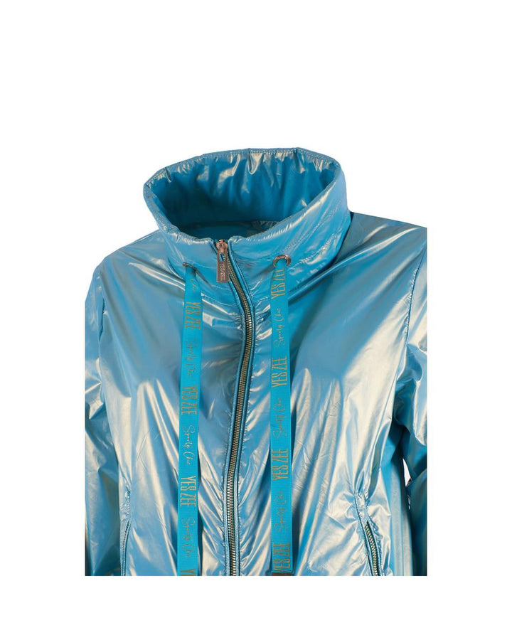 Yes Zee Women's Light Blue Nylon Jackets & Coat - XL