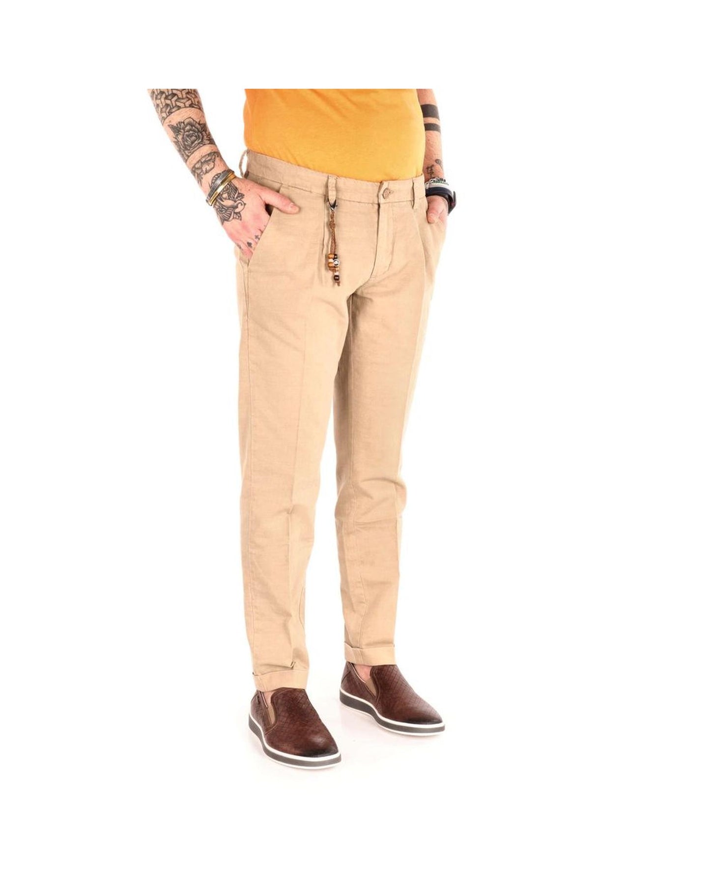 Yes Zee Men's Beige Cotton Jeans & Pant - W33 US