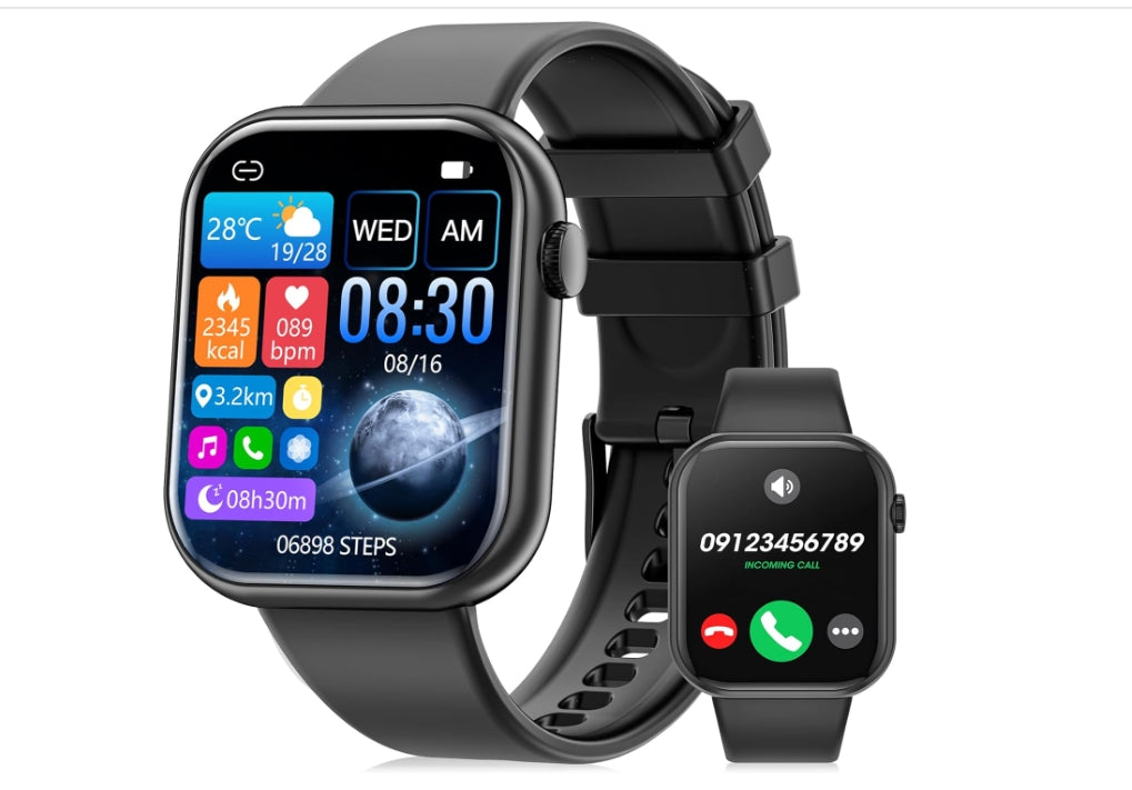 Smart Watch 44mm Bluetooth call Screen True Multidial Blood Oxygen Game Sports Mode Pro FOR IOS and Android White with 2 straps