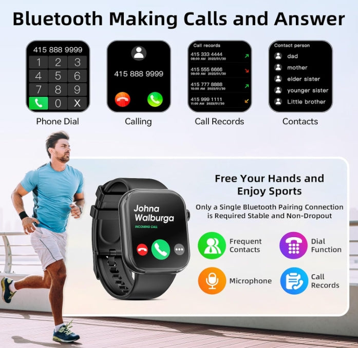 Smart Watch 44mm Bluetooth call Screen True Multidial Blood Oxygen Game Sports Mode Pro FOR IOS and Android White with 2 straps