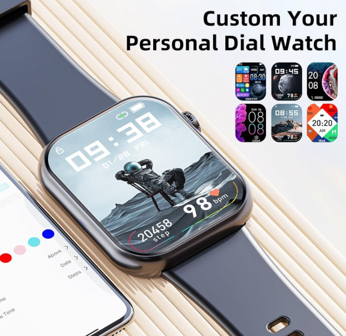 Smart Watch 44mm Bluetooth call Screen True Multidial Blood Oxygen Game Sports Mode Pro FOR IOS and Android White with 2 straps