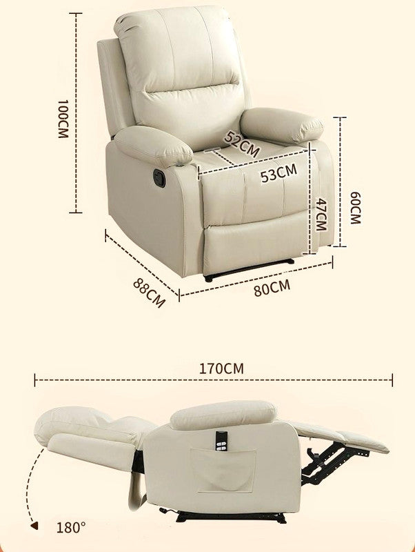 Faux Leather Push Back Theater Recliner Sofa Leisure Lazy Single Sofa for Living Room Bedroom