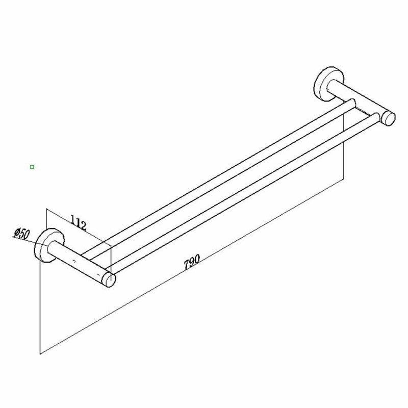 Luxurious Brushed Nickel Stainless Steel 304 Towel Rack Rail - Double Bar 800mm