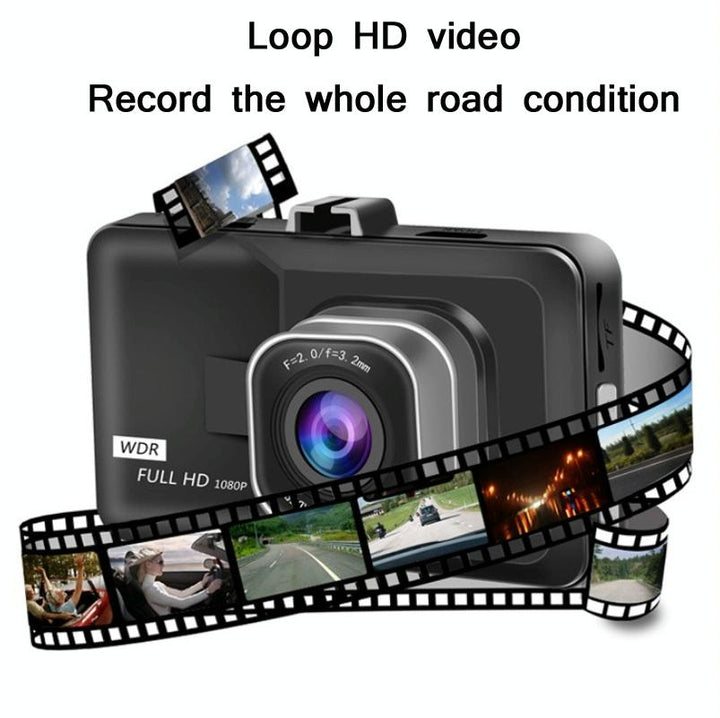 1080P Hd 3.0 Wide-Angle Driving Recorder With Reversing Image - Compact Size