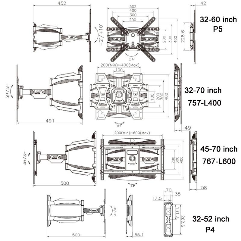 Swivel Tv Wall Mount For 32-70 Inch Screens