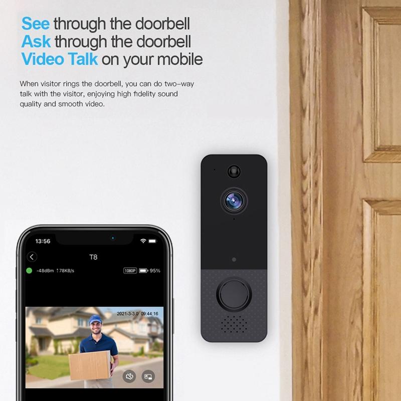 Wireless Wifi Video Doorbell With Night Vision And Ai Recognition - 720P - 2600 Mah