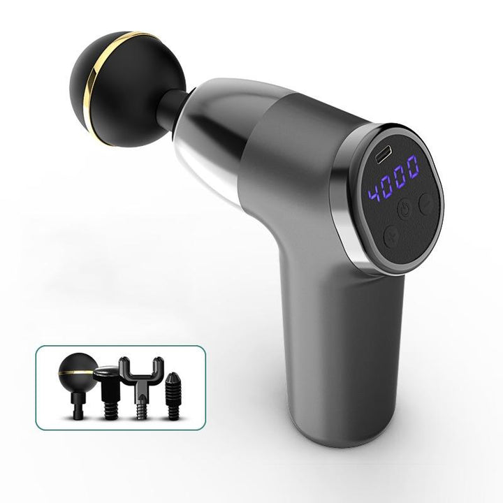 20-Speed Electric Shock Muscle Massage Gun With Lcd - Gray