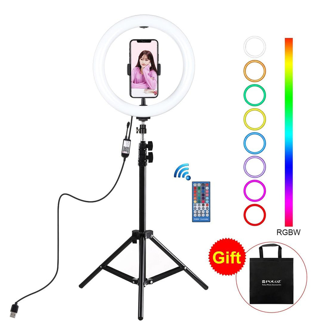 10.2 Rgbw Led Ring Light Kit With 1.1M Tripod Remote Ball Head And Phone Clamp