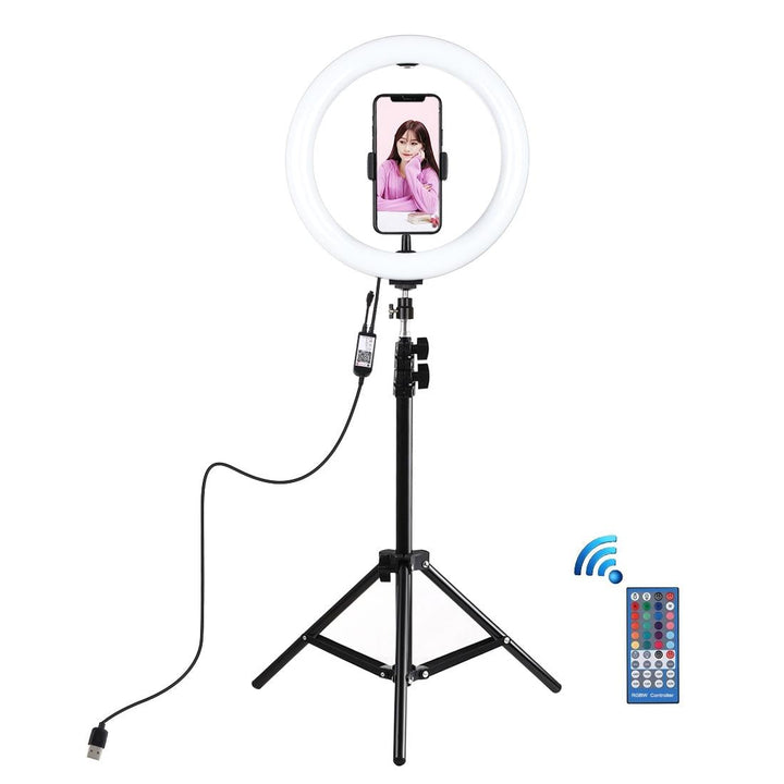 10.2 Rgbw Led Ring Light Kit With 1.1M Tripod Remote Ball Head And Phone Clamp