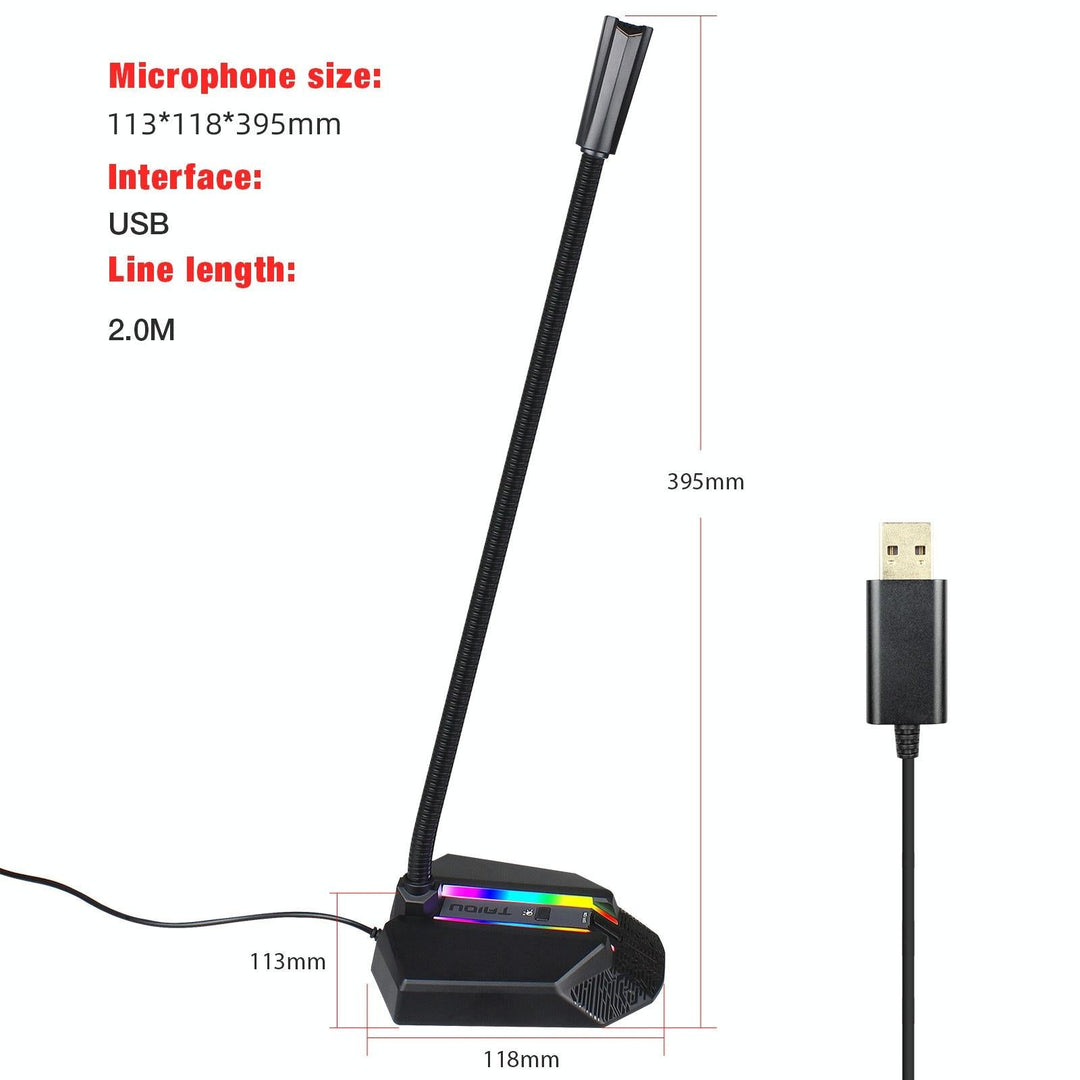 Flexible Usb Microphone With Rgb Lighting For Voice Chat And Video Conferencing