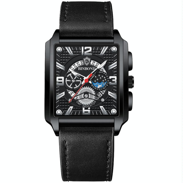 Vintage Square Men Quartz Watch With Multifunction And Luminous Display