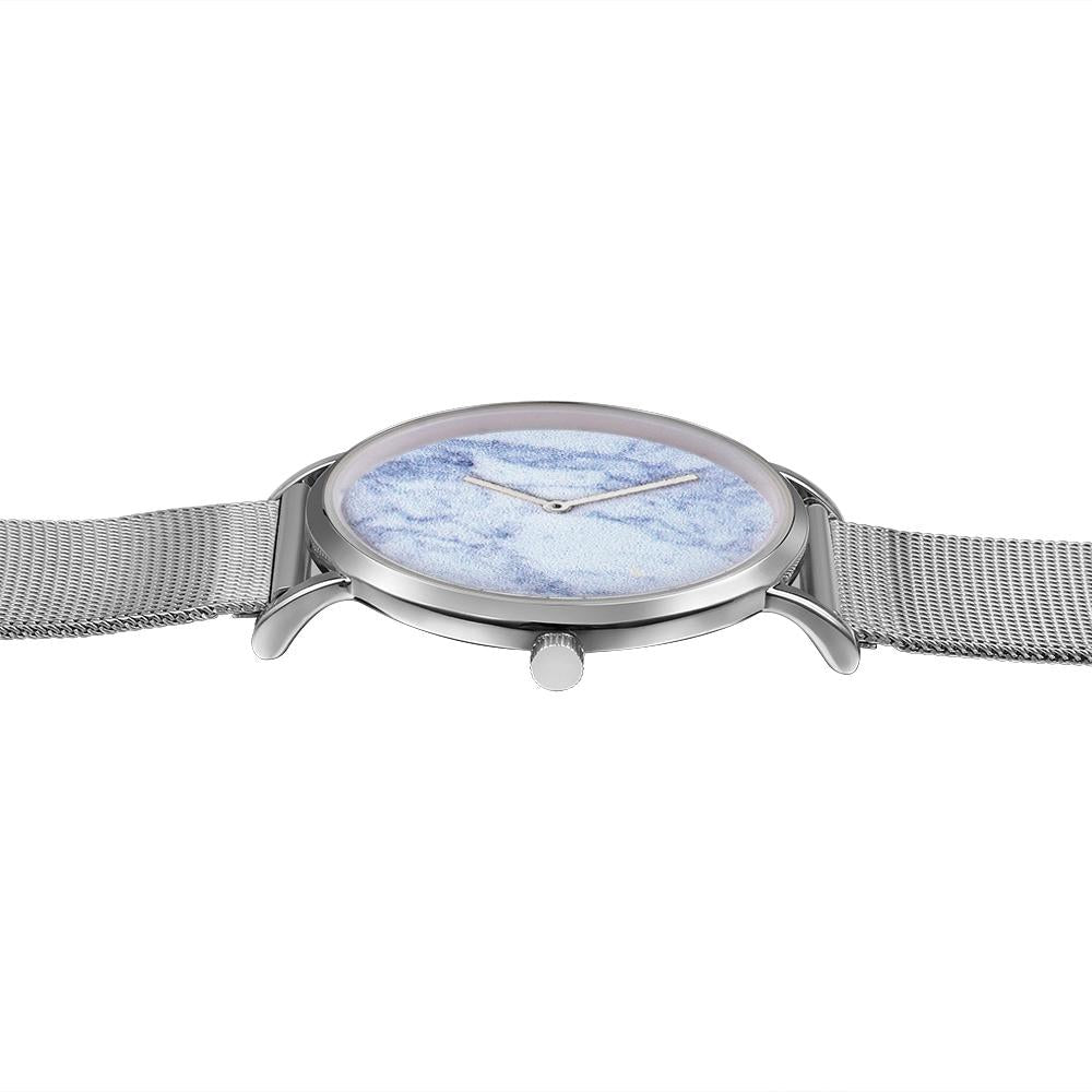 Stylish Women Quartz Watch With Stainless Steel Band - Round Dial Silver Alloy Case - Wa0730A