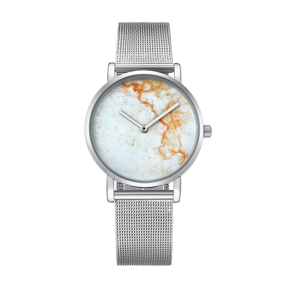 Stylish Women Quartz Watch With Stainless Steel Band - Round Dial Silver Alloy Case - Wa0730A