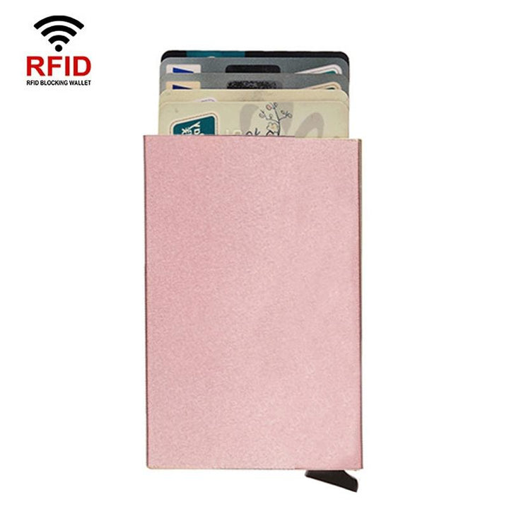 Metal Rfid Card Holder Wallet - Compact Design - Red