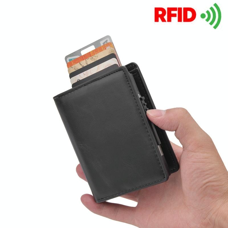 Rfid Blocking Short Wallet With Automatic Pop Up