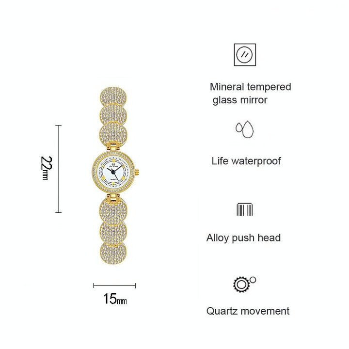 Diamond-Inlaid Women Chain Watch - Elegant Accessory