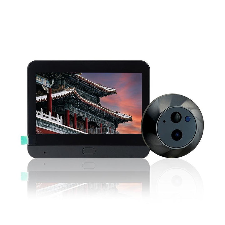 1080P Wifi Smart Cat Eye Video Doorbell - 4.3 Colour Screen - Hidden - Black