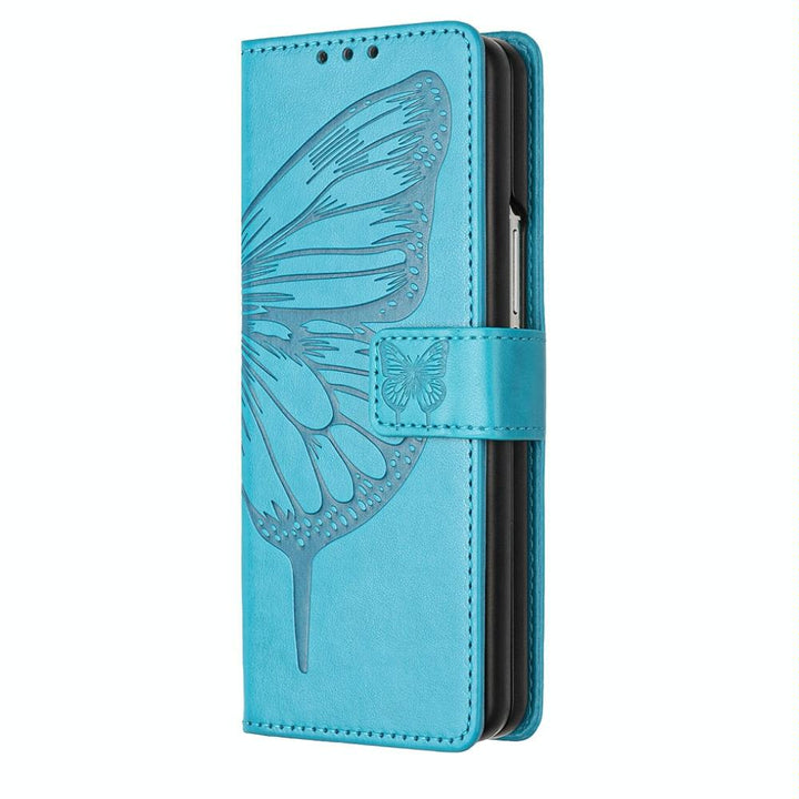 Butterfly Embossed Leather Phone Case - Red