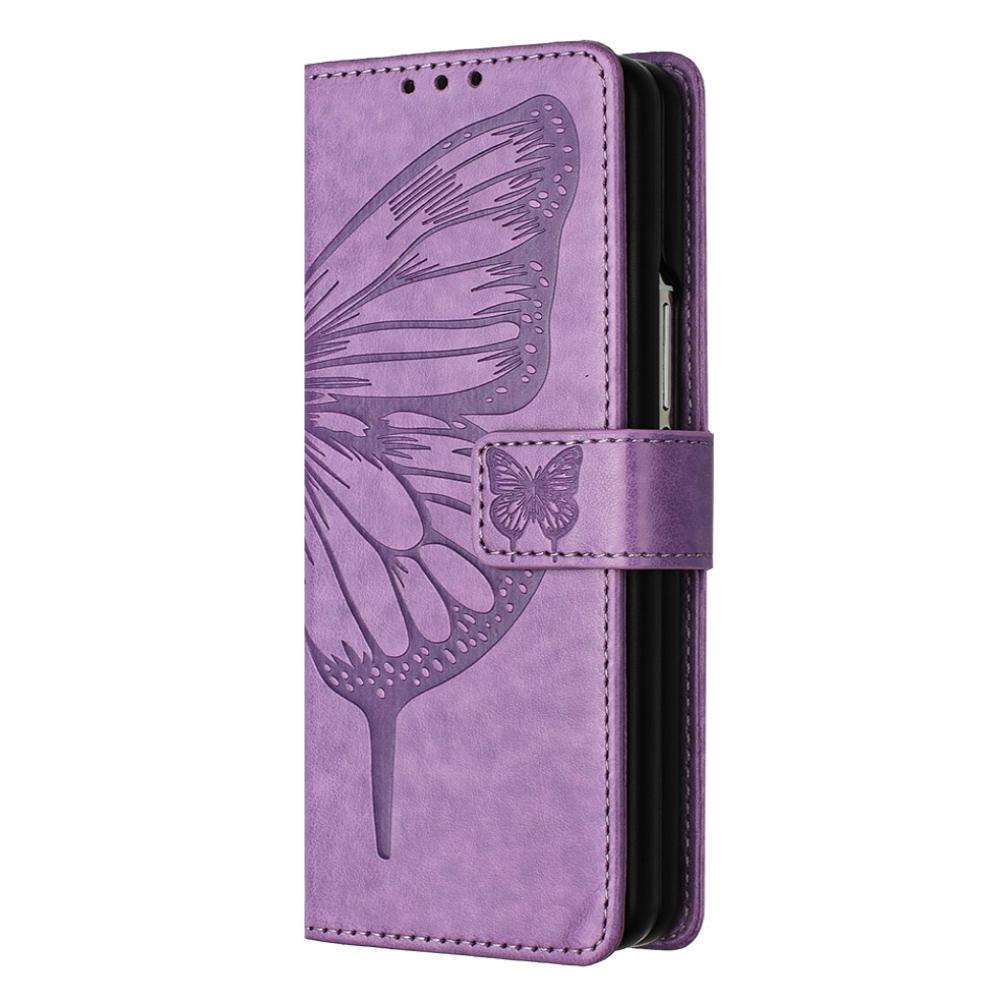 Butterfly Embossed Leather Phone Case - Red