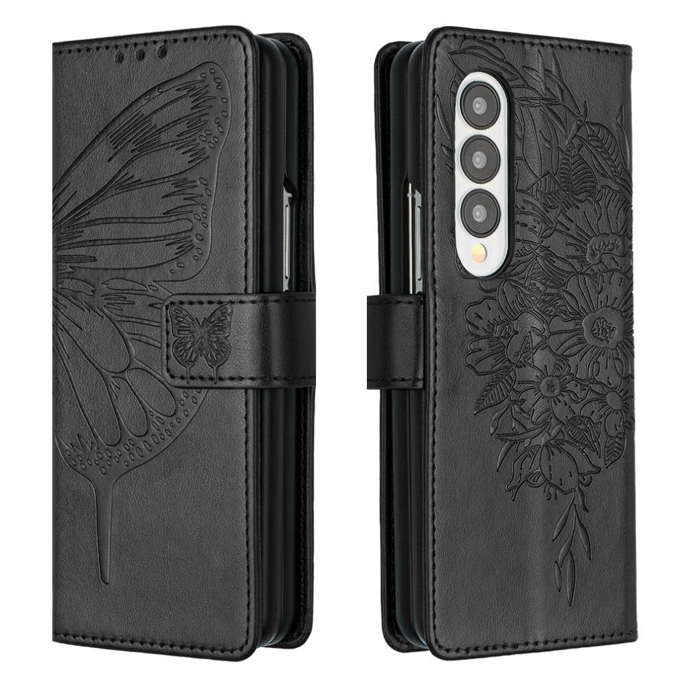 Butterfly Embossed Leather Phone Case - Red