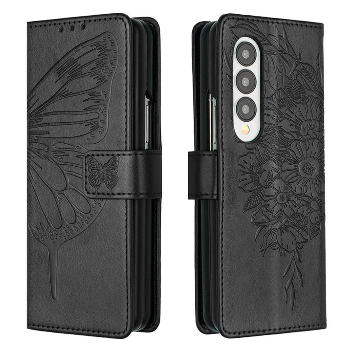 Butterfly Embossed Leather Phone Case - Red