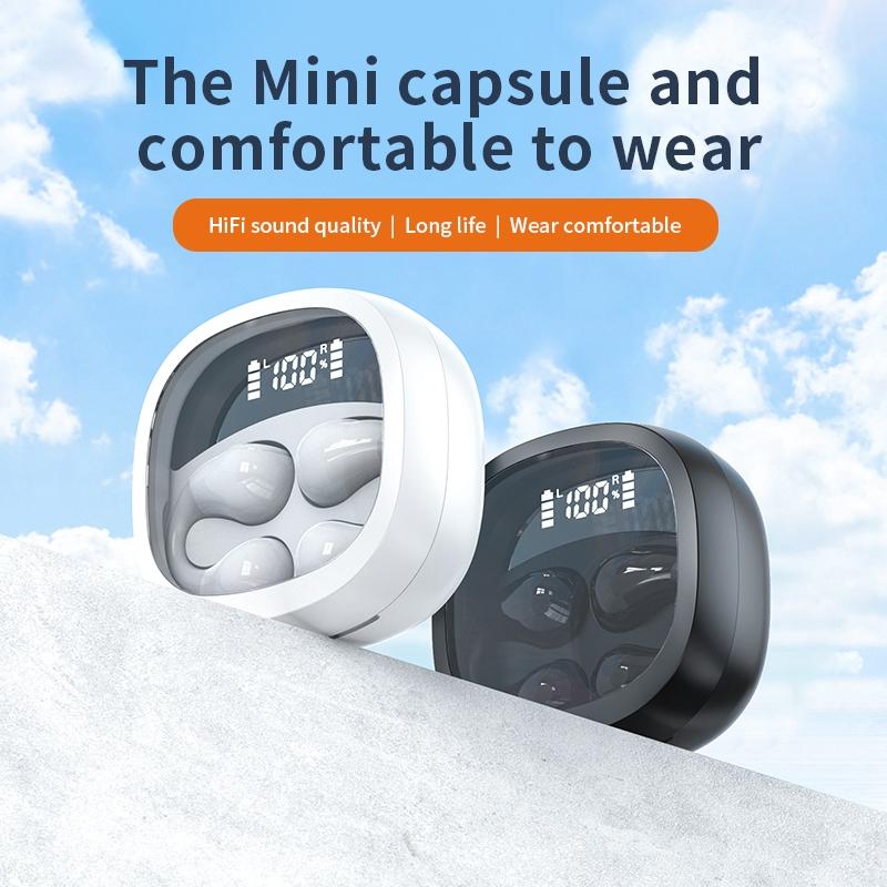 Smart Digital Display Bluetooth Earphones With Transparent Capsule Design