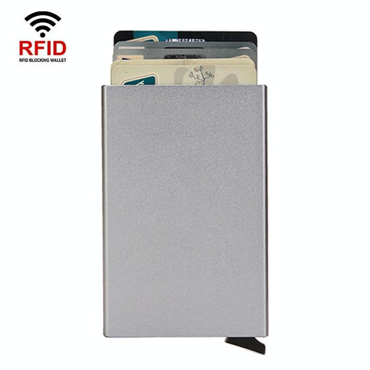 Metal Rfid Card Holder Wallet - Compact Design - Light Grey