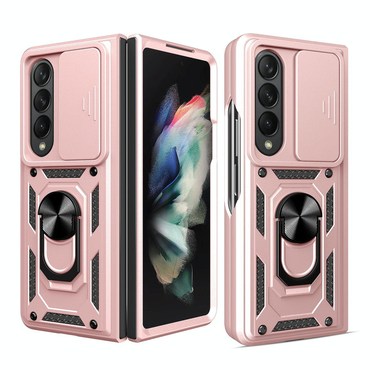 Samsung Galaxy Z Fold 4 Tpu Pc Case With Sliding Camera Cover - Rose Gold