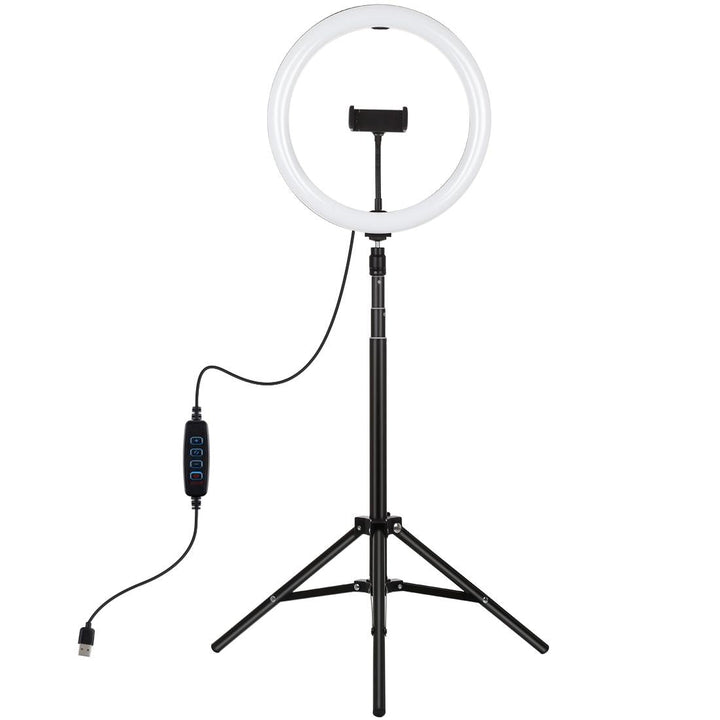 11.8 Led Ring Light With Tripod And Phone Clamp - 3 Modes Dual Colour Temperature Dimmable - Black