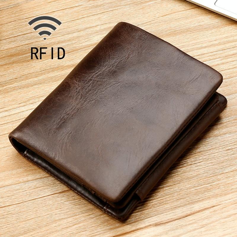 Multi-Functional Oil Wax Leather Rfid Wallet