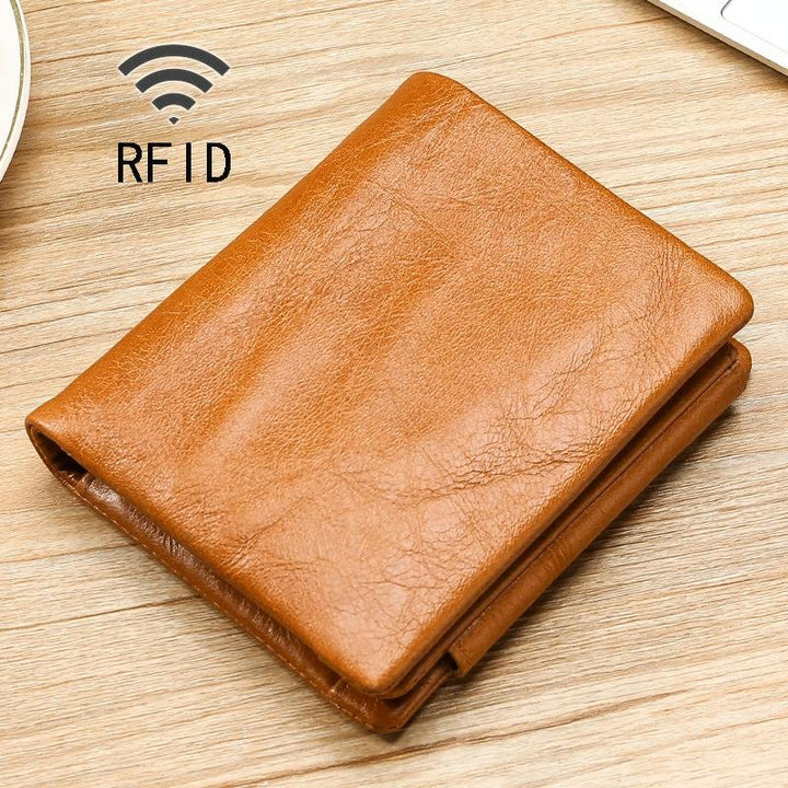 Multi-Functional Oil Wax Leather Rfid Wallet