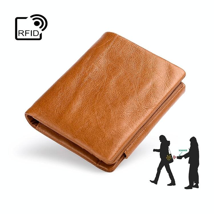 Multi-Functional Oil Wax Leather Rfid Wallet