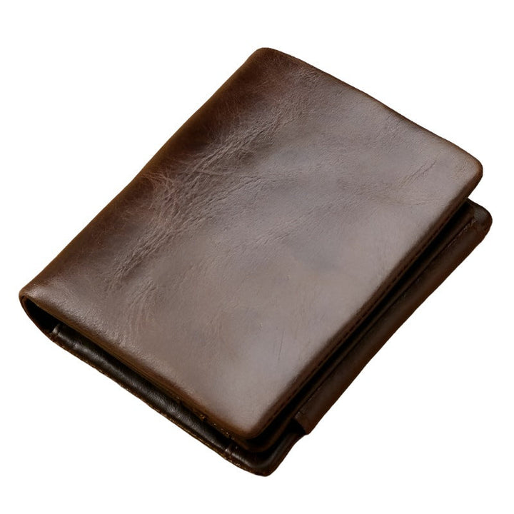 Multi-Functional Oil Wax Leather Rfid Wallet