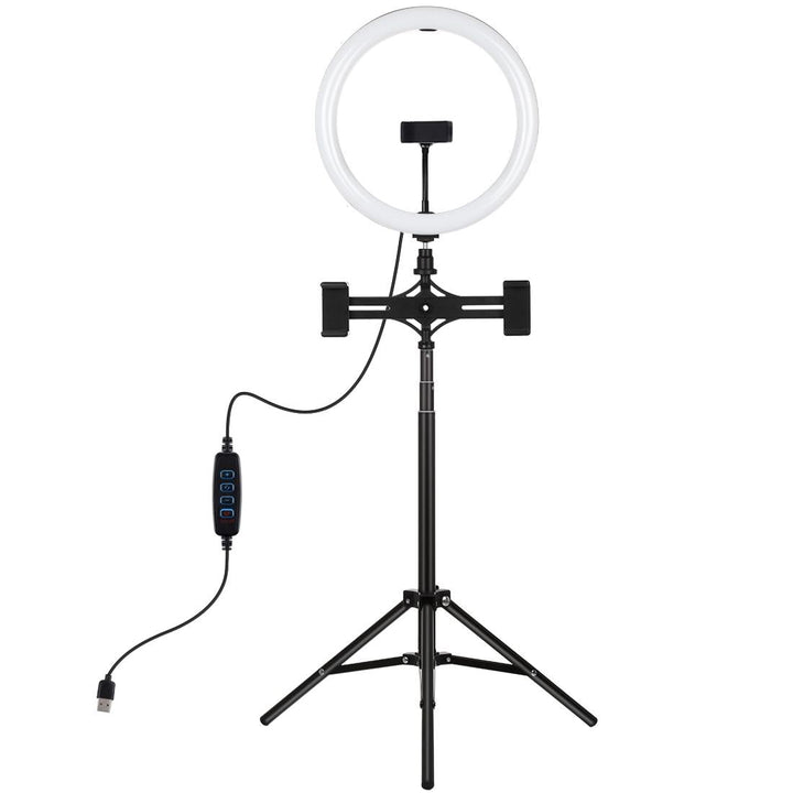 11.8 Led Ring Light Kit With Tripod & Dual Phone Bracket - 3 Modes Dual Colour Temperature Usb Live Broadcast - Black