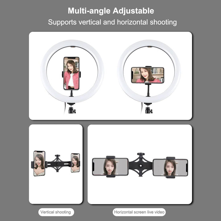 11.8 Led Ring Light Kit With Tripod & Dual Phone Bracket - 3 Modes Dual Colour Temperature Usb Live Broadcast - Black