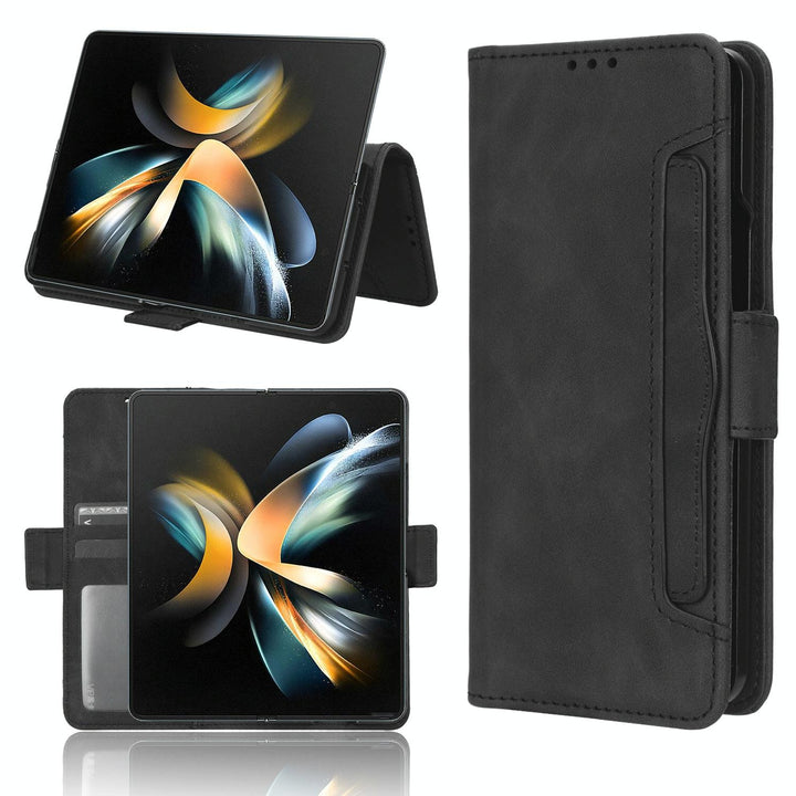 Samsung Galaxy Z Fold 4 5G Leather Phone Case With Card Slots And Calf Texture