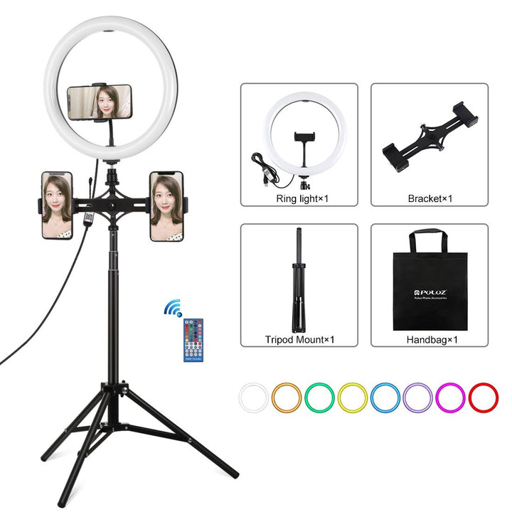 11.8 Rgbw Led Ring Light Kit With Mount Dual Phone Brackets And Remote Control