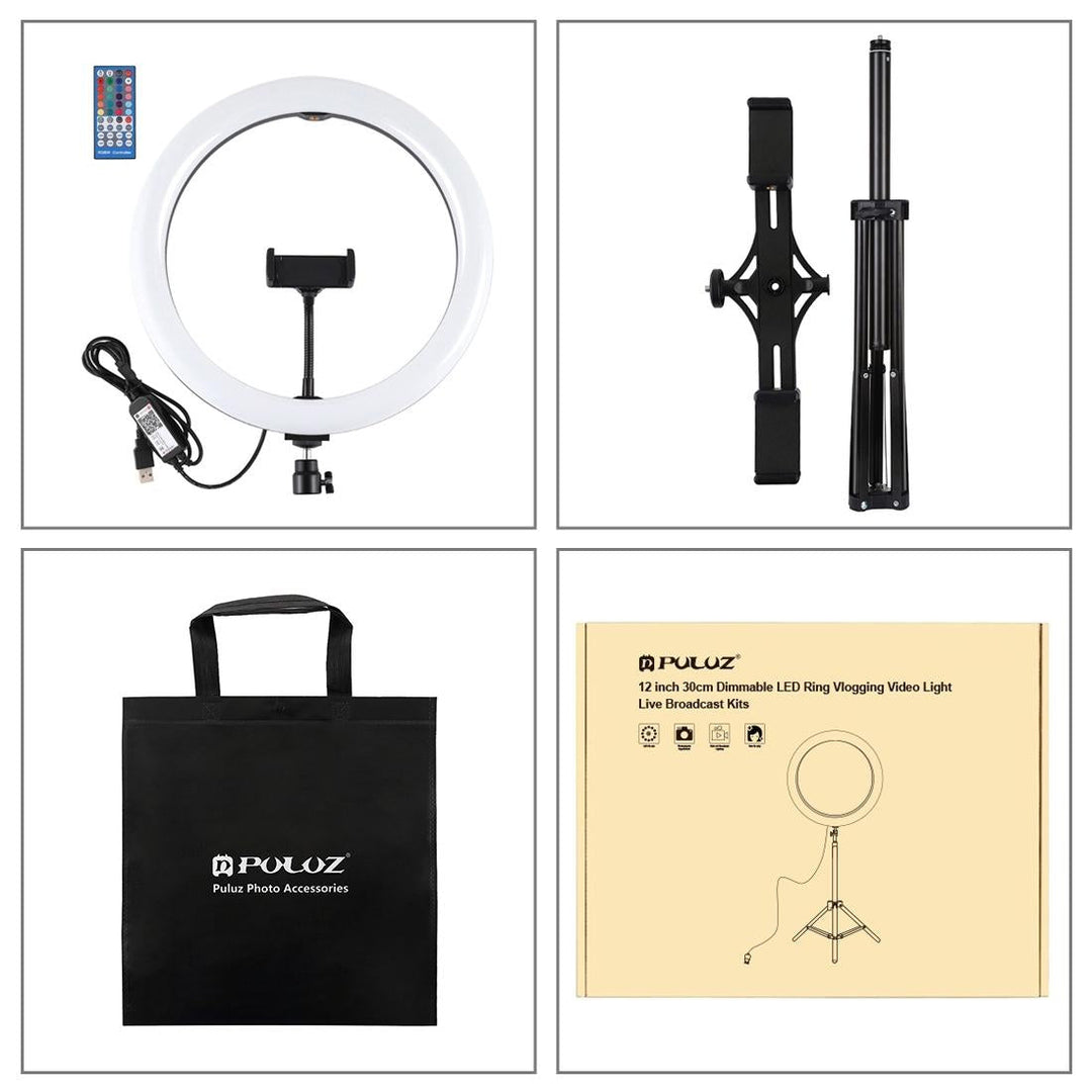 11.8 Rgbw Led Ring Light Kit With Mount Dual Phone Brackets And Remote Control