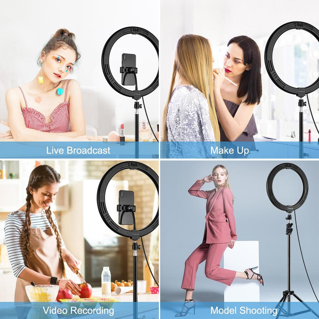 11.8 Led Ring Light With Tripod And Phone Clamp - 3 Modes Dual Colour Temperature Curved Surface - Black