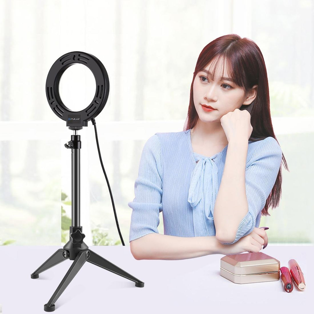 10 Mode Usb Led Ring Light With Tripod Mount And Cold Shoe Ball Head - 4.7 Inch Diameter