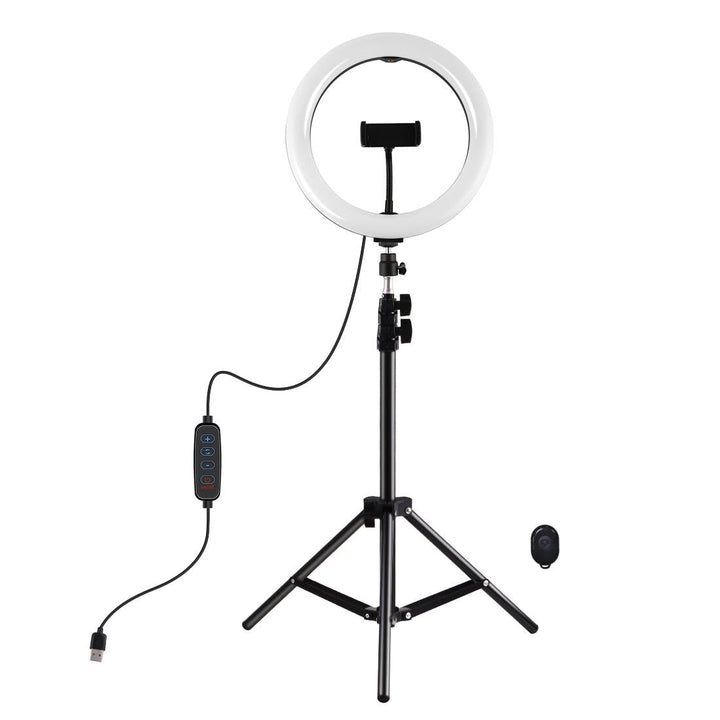 10.2 Ring Light With Tripod Usb 3 Modes Dual Colour Diffuse Light Phone Clamp Remote - Black