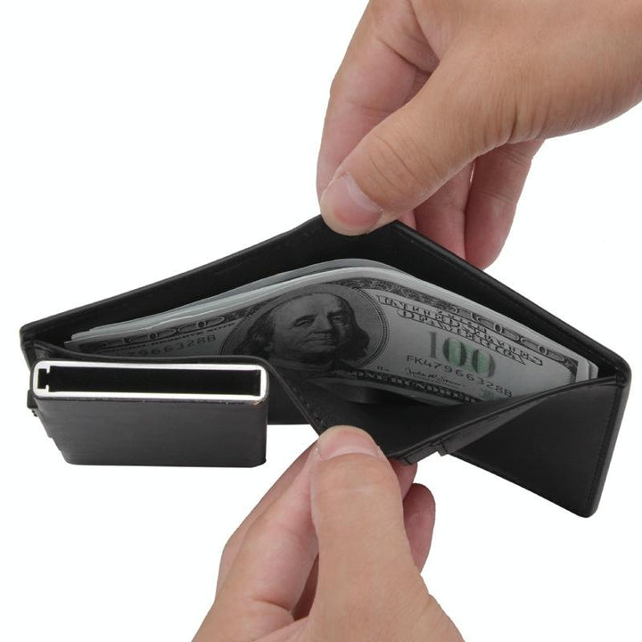 Rfid Blocking Short Wallet With Automatic Pop Up