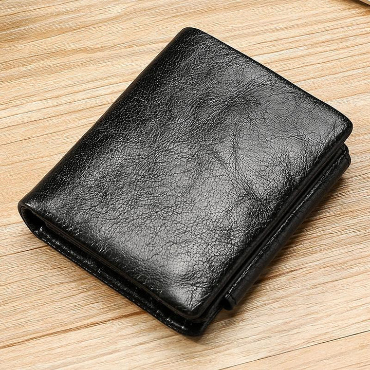 Multi-Functional Oil Wax Leather Rfid Wallet