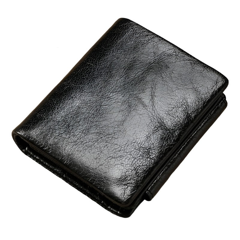 Multi-Functional Oil Wax Leather Rfid Wallet